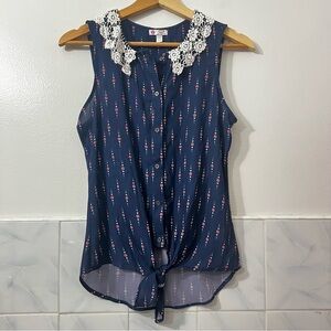 Marvel Avengers Her Universe S Blue Captain America Sleeveless Crochet Blouse